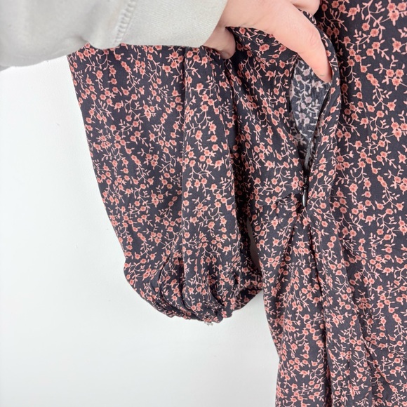 Free People Black Clara Floral Tie-Front Pocket Tunic Boho Dress $118 Medium - Picture 12 of 12